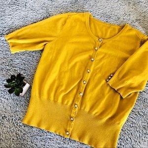 Small Yellow Pearl Button Cardigan